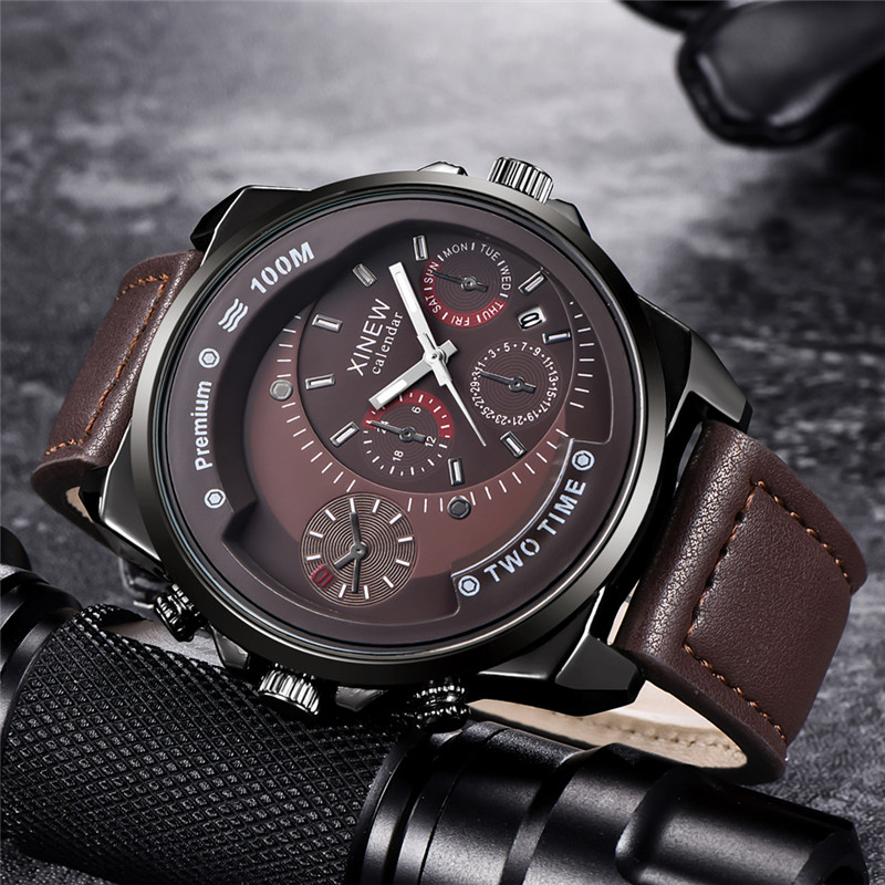 Leather Watch Band Men - Relojes originales de marca XINEW para
