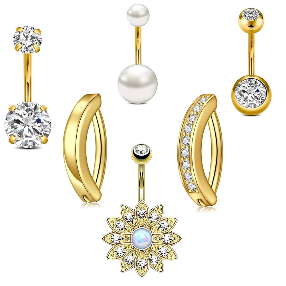 Curved Spring Bar - 6 piezas/lote de anillos de ombligo