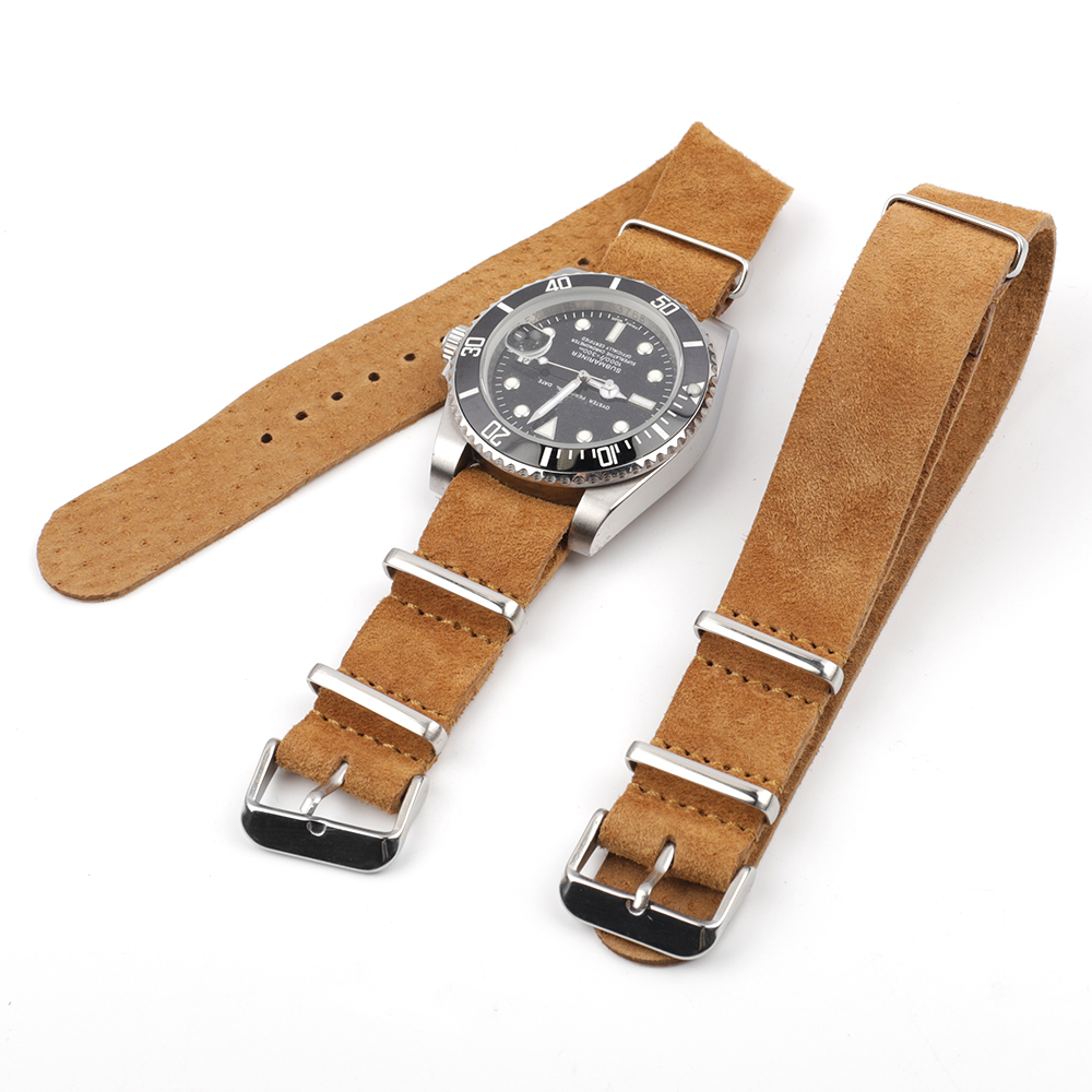 Nato Strap Nylon - Correa de cuero genuino de gamuza