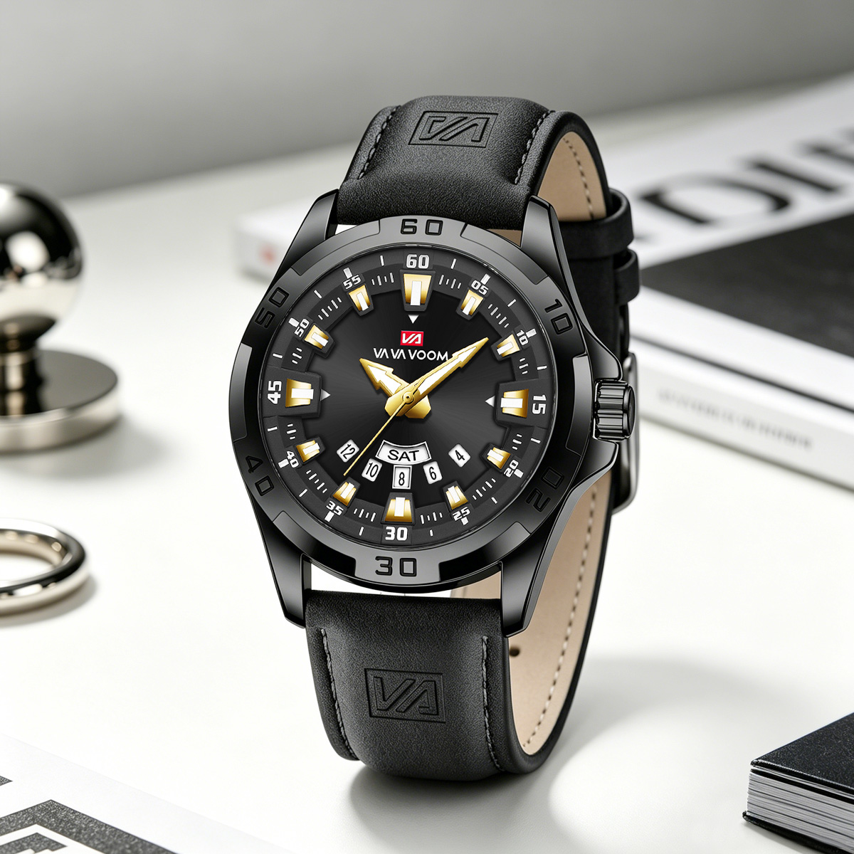 Leather Watch Band Men - Reloj para hombre con correa de
