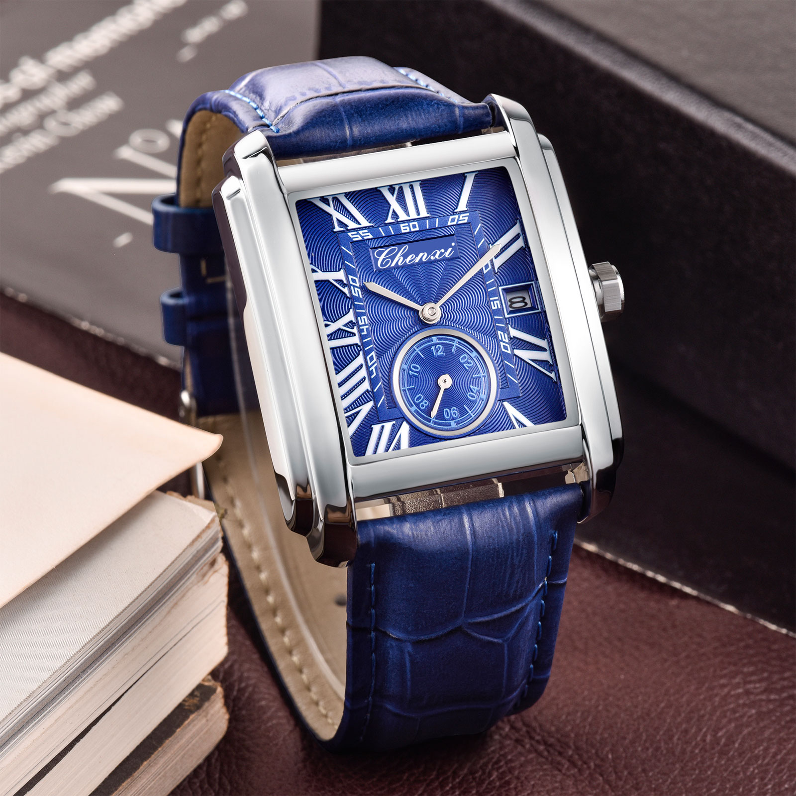 Chenxi 8216 nueva moda niño cl - Leather Watch Band Men reseña y precio