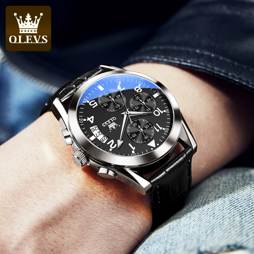 OLEVS reloj de cuarzo para hom - Leather Watch Band Men reseña y precio