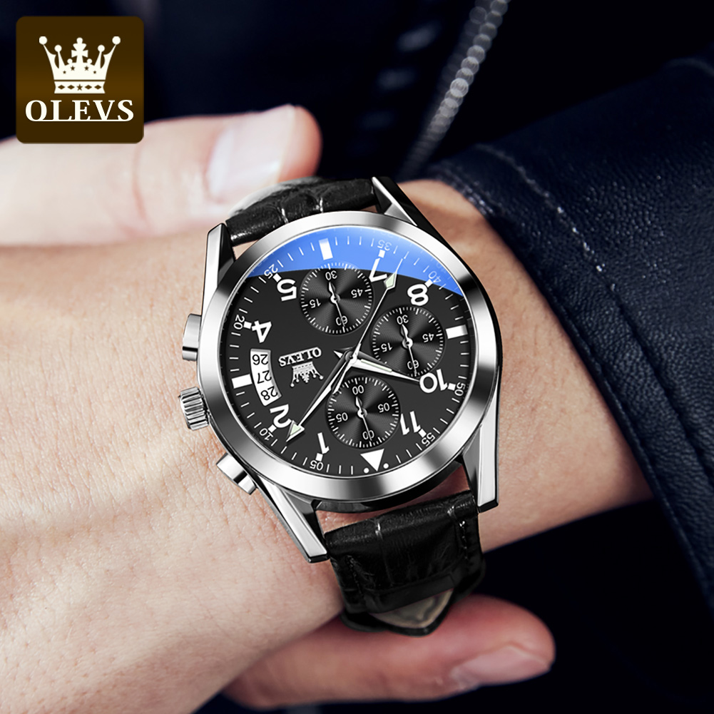 OLEVS reloj de cuarzo para hom - Leather Watch Band Men reseña y precio
