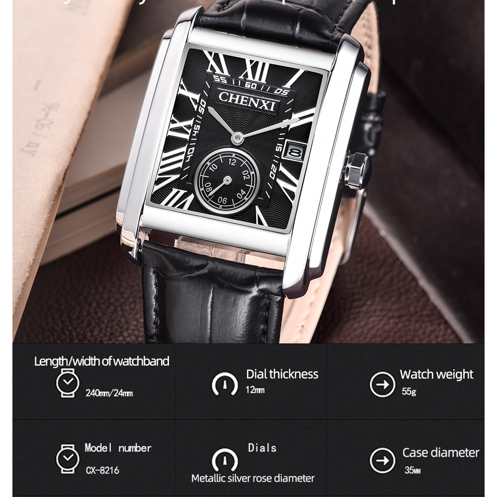 CHENXI 8216, relojes de pulser - Leather Watch Band Men reseña y precio