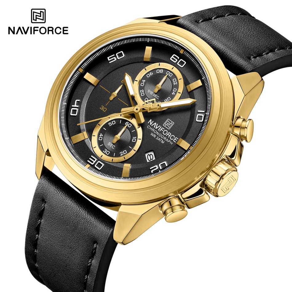 NAVIFORCE Relojes de pulsera c - Leather Watch Band Men reseña y precio