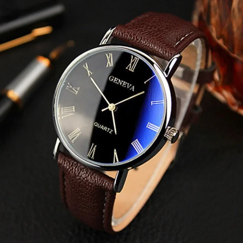 Reloj de cuarzo de marca famos - Leather Watch Band Men reseña y precio