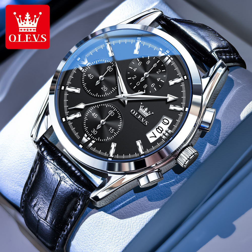 OLEVS, Reloj de lujo para Homb - Leather Watch Band Men reseña y precio
