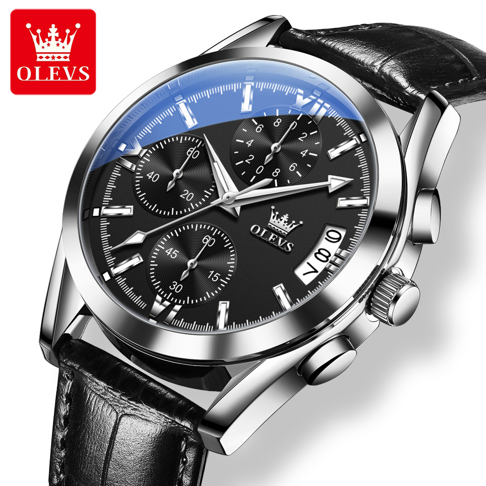 OLEVS, Reloj de lujo para Homb - Leather Watch Band Men reseña y precio